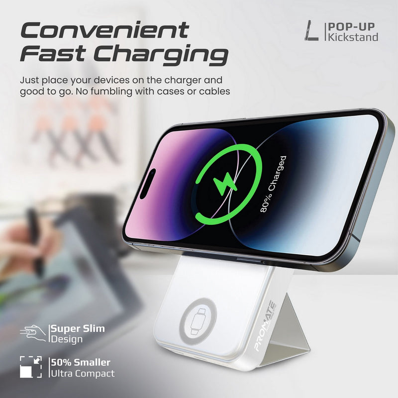 Promate Powermag-Trio 10000MAH Supercharge Magsafe Compatible And Apple Watch Wireless Charging Power Bank