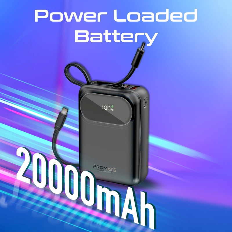 Promate PowerPod-20 20000mAH 35W Ultra Compact Super Speed Power Bank | DataBlitz