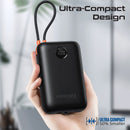 Promate PowerPod-30 30000mAh Compact Power Bank with Built-In USB-C & Lightning Cable (Black)