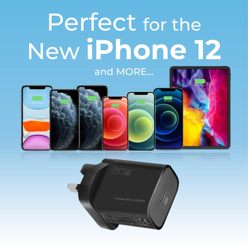 Promate Powerport-20PD 20W Power Delivery USB-C Wall Charger EU (Black)