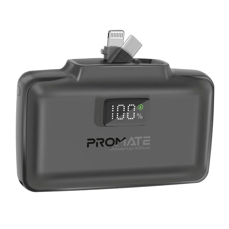 Promate PowerUp-10 Duo 10000mAh 20W Ultra-Compact Fast Charging PowerBank with Dual Folding USB-C