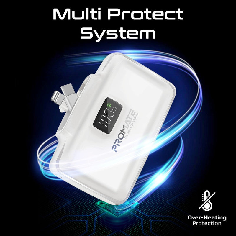 Promate PowerUp-10 Duo 10000mAh 20W Ultra-Compact Fast Charging PowerBank with Dual Folding USB-C