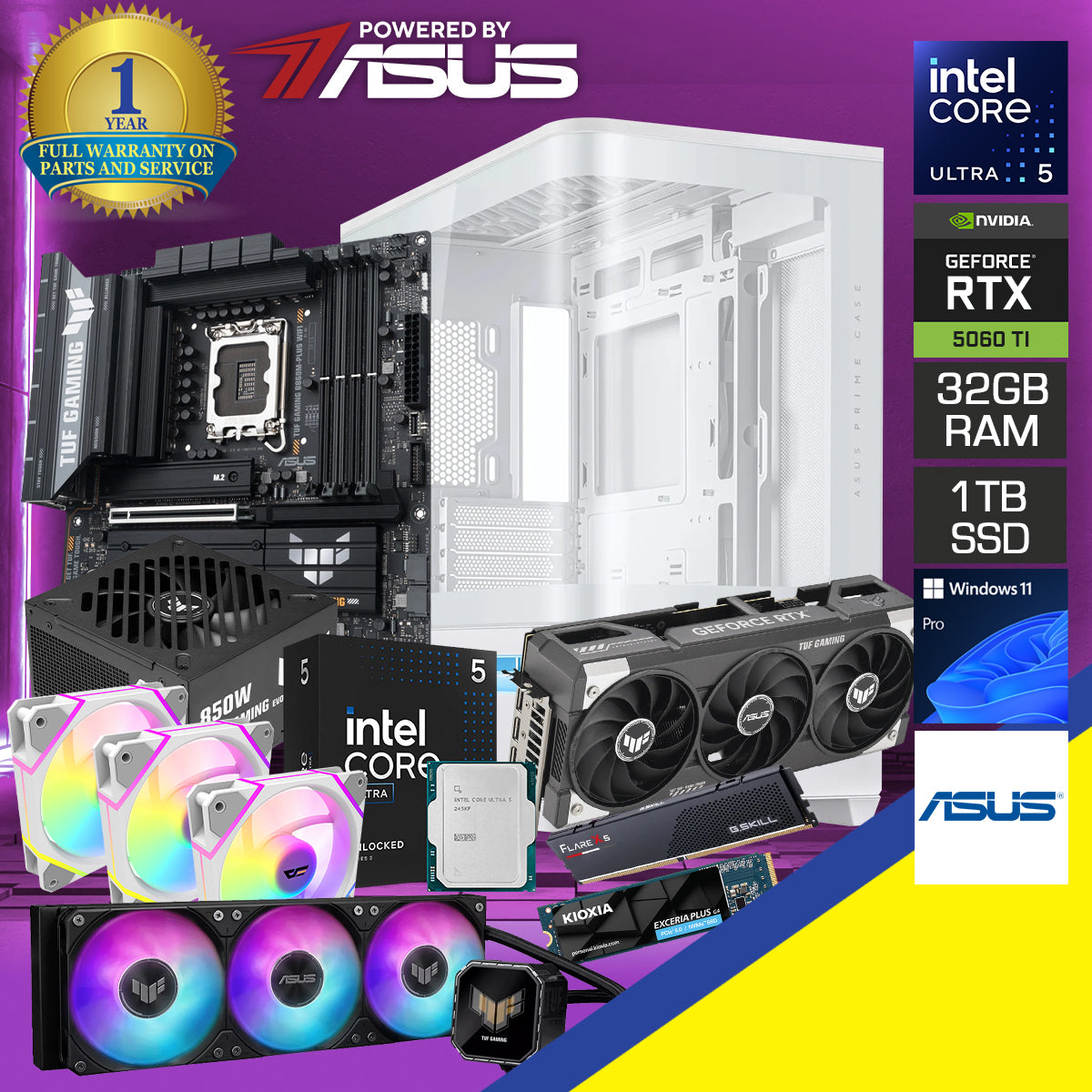 Powered by Asus : Prime AP202 White Desktop Gaming PC 