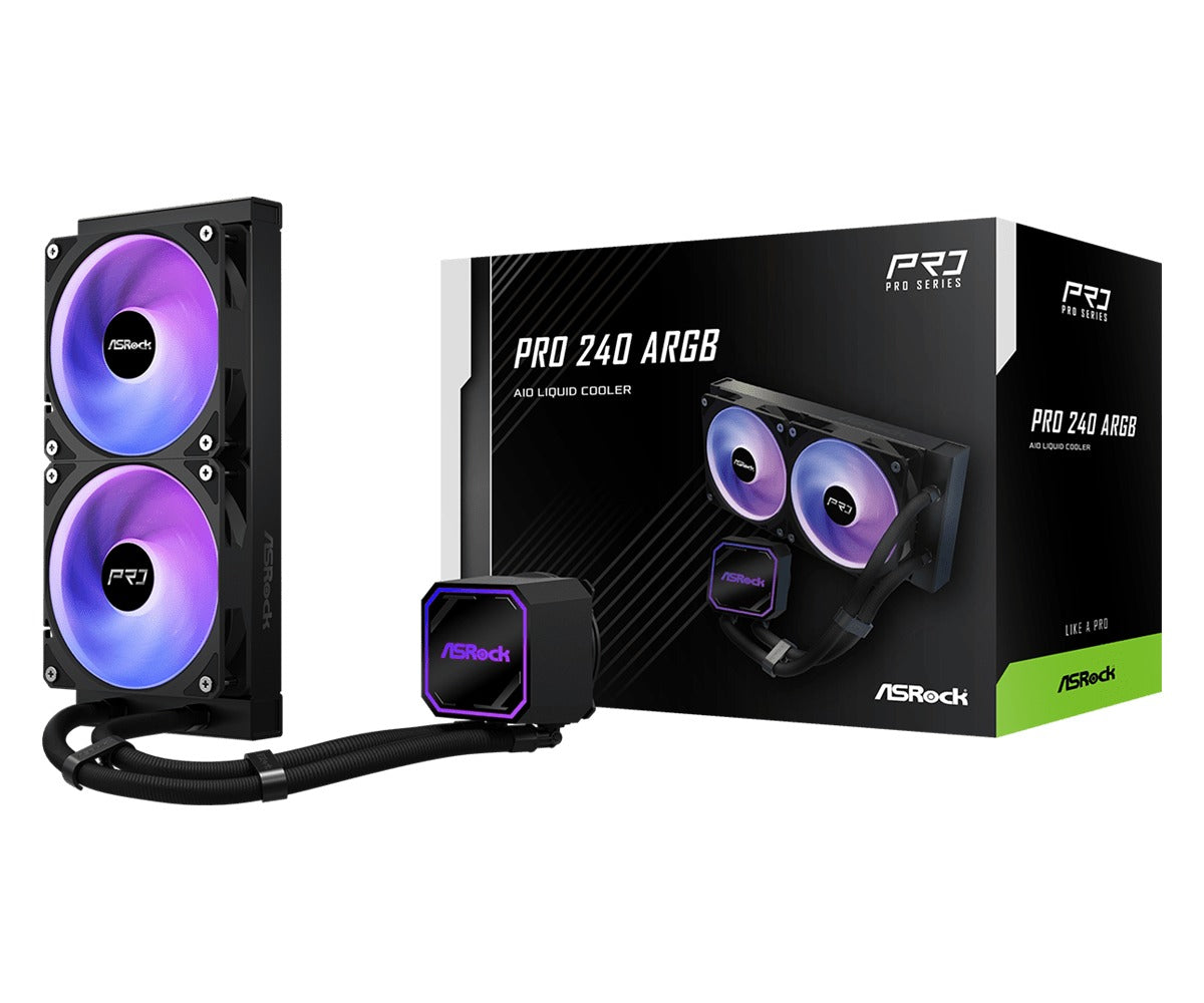 ASRock Pro 240 ARGB AIO Liquid Cooler (Black, White)