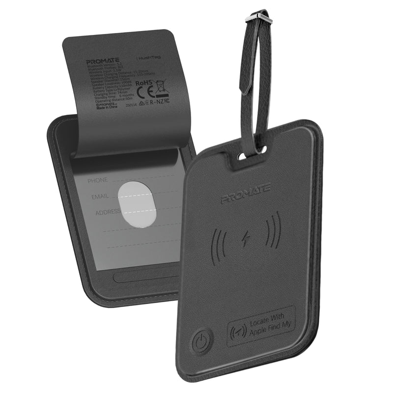 Promate HushTag Anti-Loss Slim Leather Luggage Tag with Smart Tracking | DataBlitz