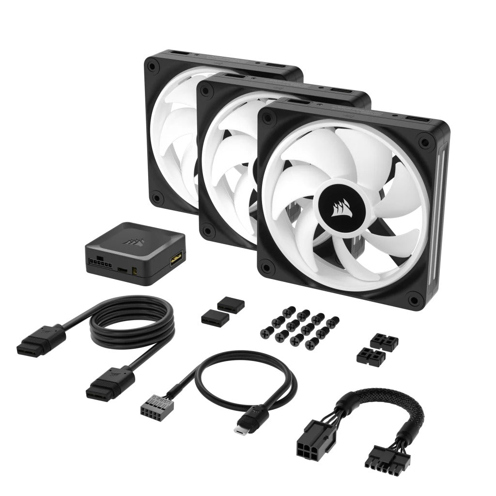 Corsair iCUE Link QX120 RGB 120mm PWM PC Fans Starter Kit With iCUE Link System Hub (Triple Pack)