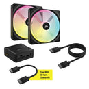 Corsair iCUE Link QX140 RGB 140mm PWM PC Fans Starter Kit With iCUE Link System Hub (Twin Pack)