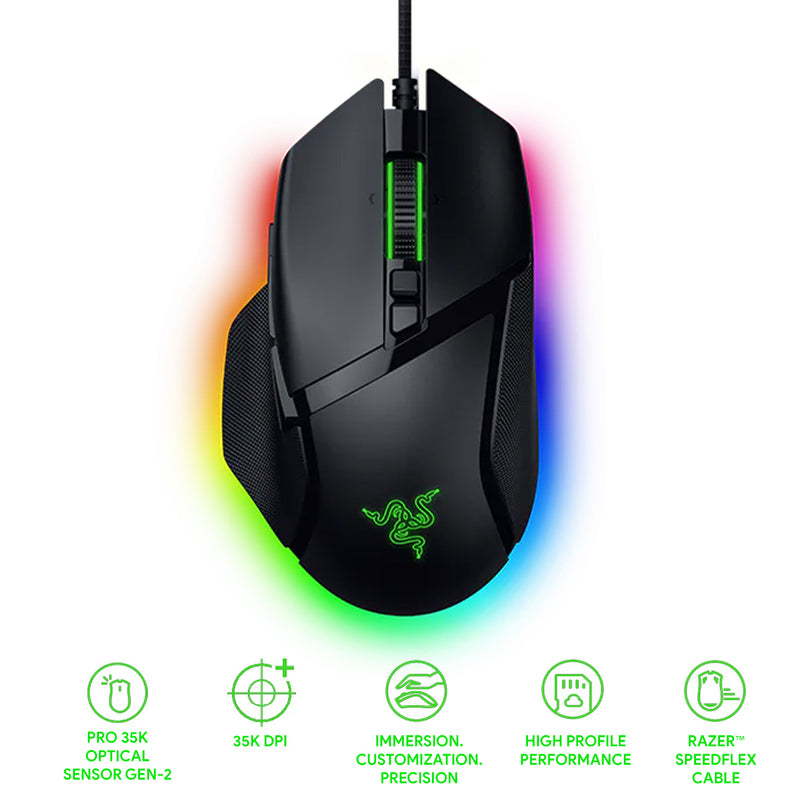 Razer Basilisk V3 35K Fully Customizable Ergonomic Wired Gaming Mouse (Black)