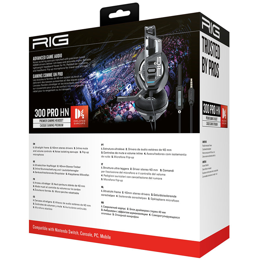 Nacon RIG 300 Pro HN Gaming Headset For Switch/Console/PC/Mobile (Black) (RIG300PROHN)