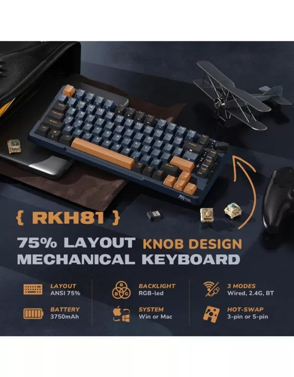 Royal Kludge RK-H81 Tri-Mode RGB 81 Keys Hot Swappable Mechanical Keyboard Star Night