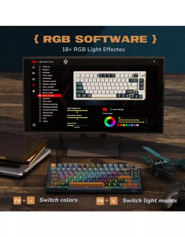 Royal Kludge RK-H81 Tri-Mode RGB 81 Keys Hot Swappable Mechanical Keyboard Star Night