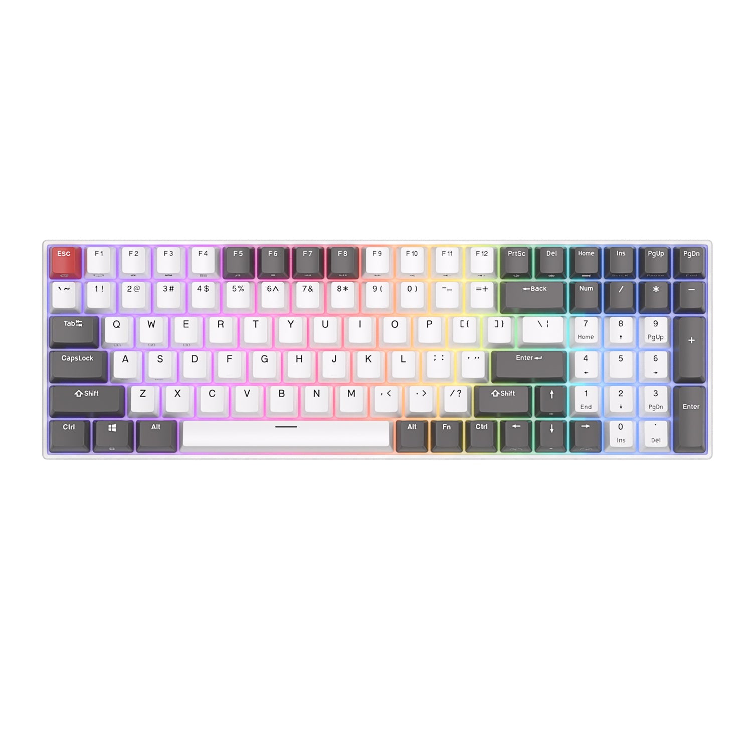 Royal Kludge RK100 Tri-Mode RGB 100 Keys Hot Swappable Mechanical Keyboard Grey/Red/White (Blue Switch, Red Switch)