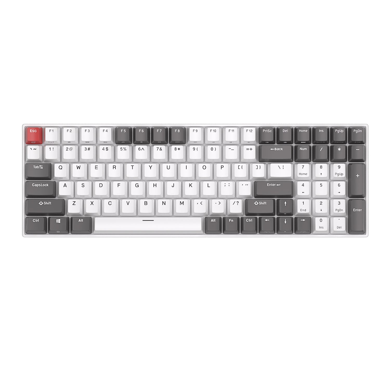 Royal Kludge RK100 Tri-Mode RGB 100 Keys Hot Swappable Mechanical Keyboard Grey/Red/White (Blue Switch, Red Switch)