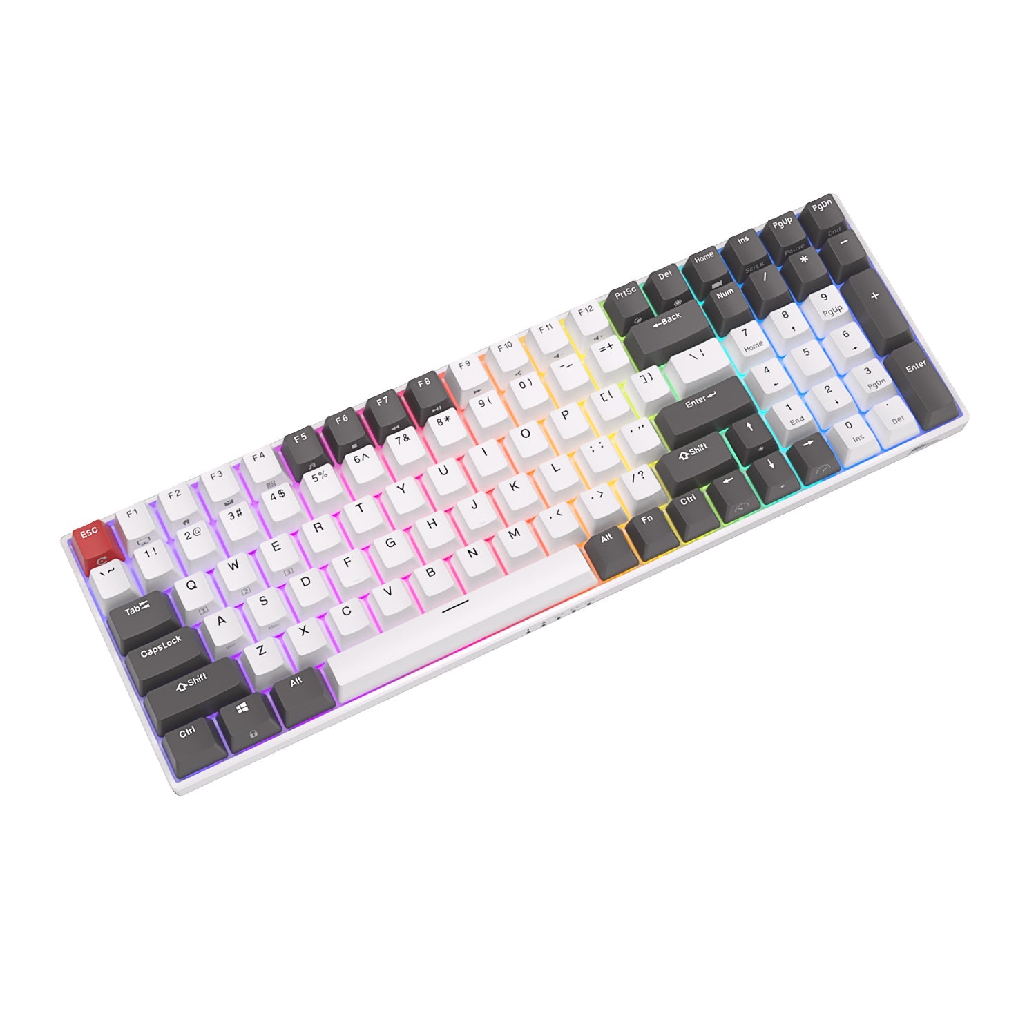 Royal Kludge RK100 Tri-Mode RGB 100 Keys Hot Swappable Mechanical Keyboard Grey/Red/White (Blue Switch, Red Switch)