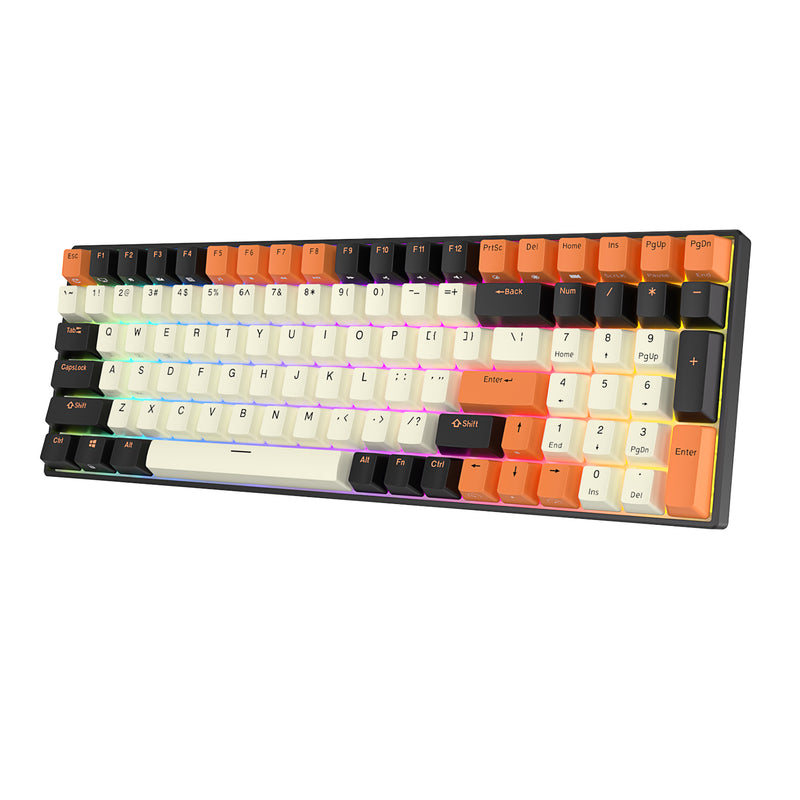 Royal Kludge RK100 Tri-Mode RGB 100-Keys Hot Swappable Mechanical Keyboard (Black Orange)