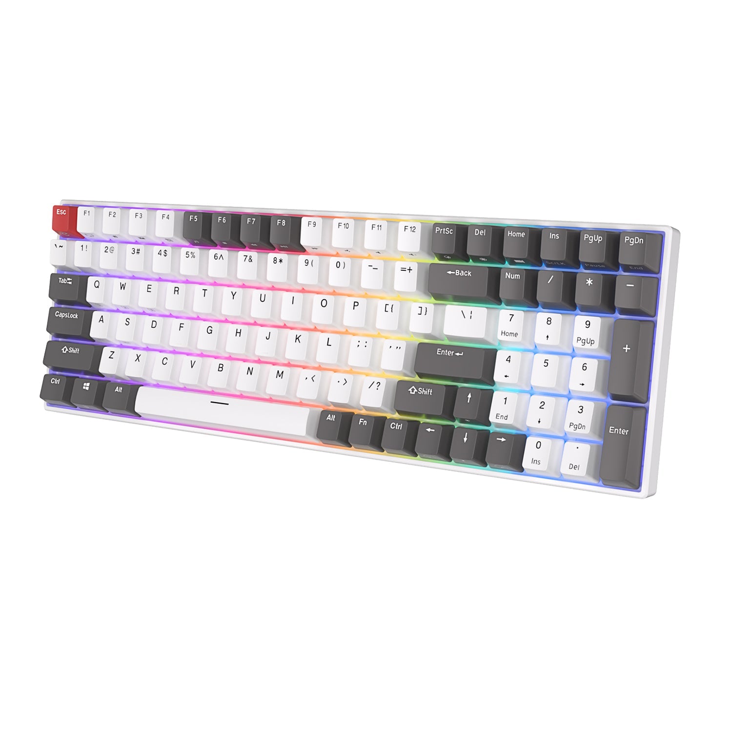 Royal Kludge RK100 Tri-Mode RGB 100 Keys Hot Swappable Mechanical Keyboard Grey/Red/White (Blue Switch, Red Switch)
