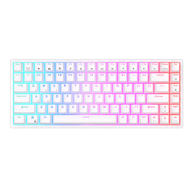 Royal Kludge RK84 Tri-Mode RGB 84 Keys Hot Swappable Mechanical Keyboard White 