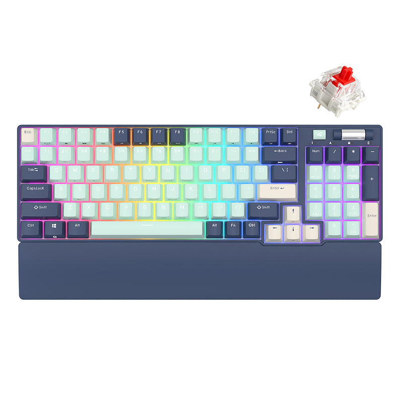 Royal Kludge RK96 Tri-Mode RGB 96 Keys Hot Swappable Mechanical Keyboard Forest Blue