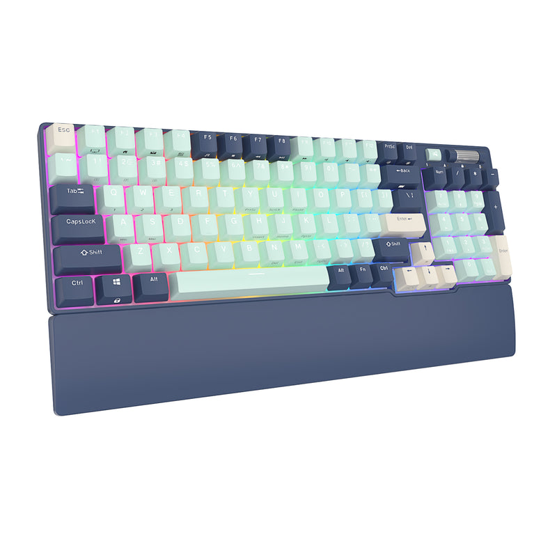 Royal Kludge RK96 Tri-Mode RGB 96 Keys Hot Swappable Mechanical Keyboard Forest Blue