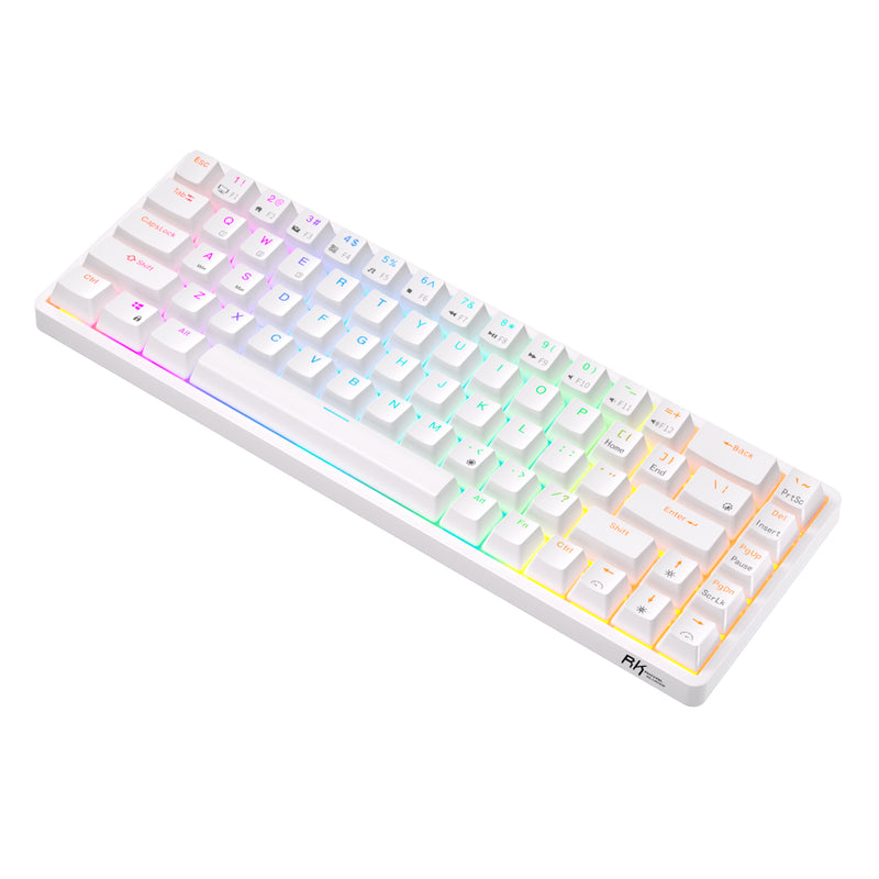 Royal Kludge G68 Tri-Mode RGB 68 Keys Hot Swappable Mechanical Keyboard White