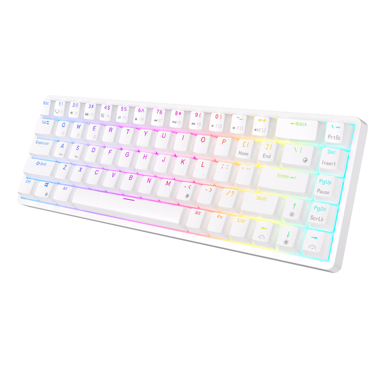 Royal Kludge G68 Tri-Mode RGB 68 Keys Hot Swappable Mechanical Keyboard White