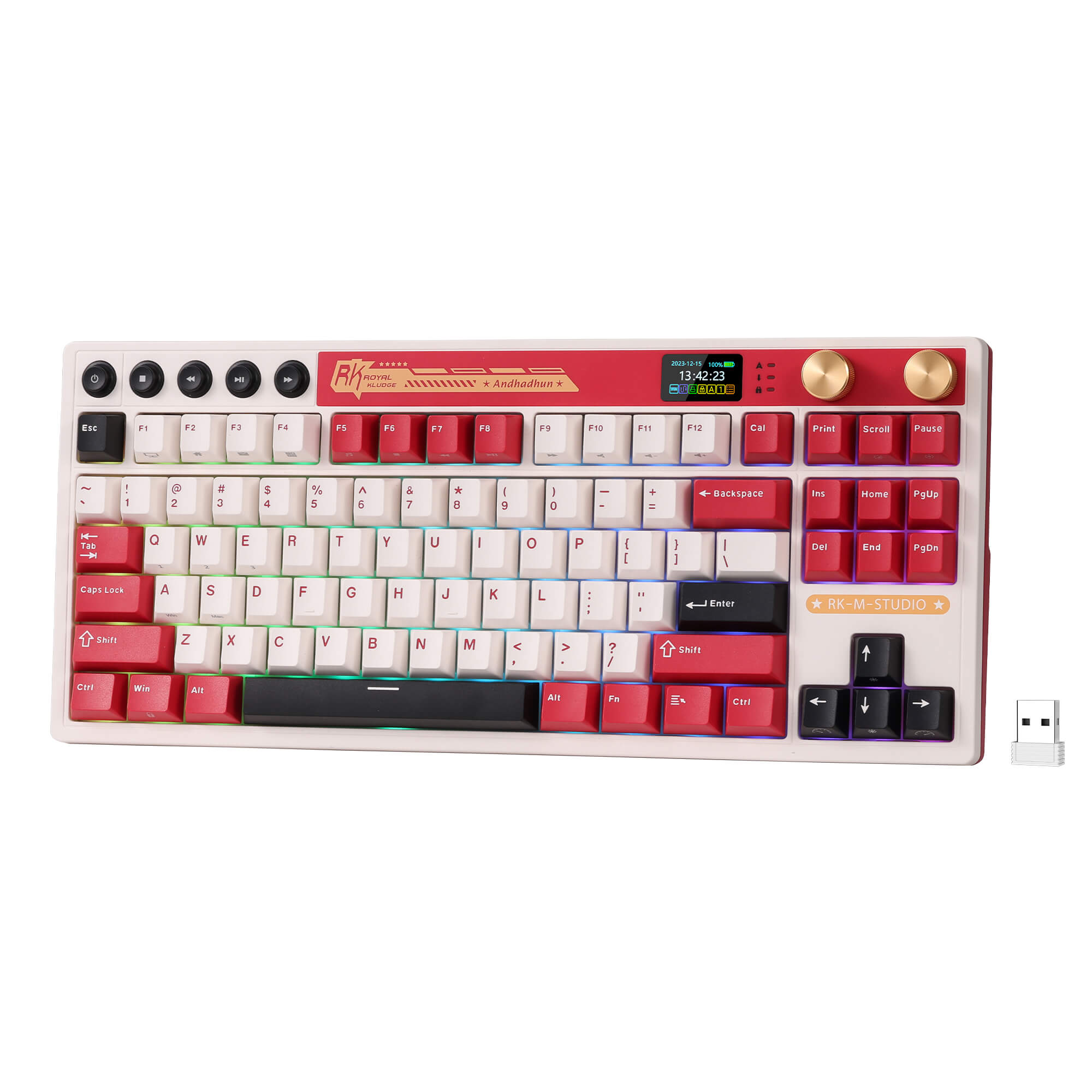 Royal Kludge RK M87 Tri-Mode RGB 88 Keys Hot-Swappable Mechanical Keyboard Famicom