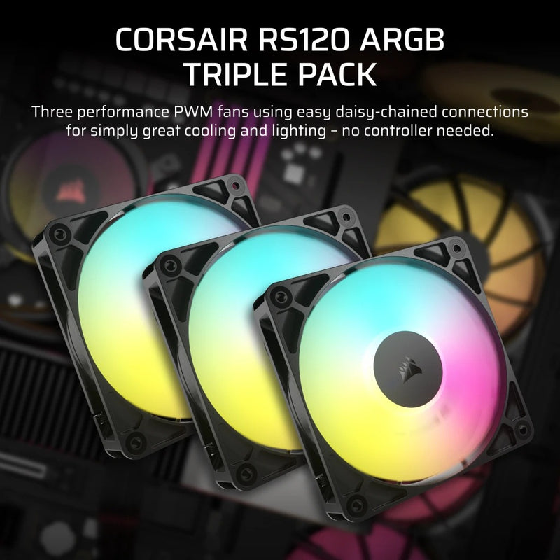 Corsair RS120 ARGB 120mm PWM Fan - Black (Single Pack) (CO-9050180-WW)