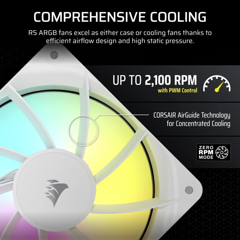 Corsair RS140 ARGB 140mm PWM Fan - White (Single Pack) (CO-9050186-WW)