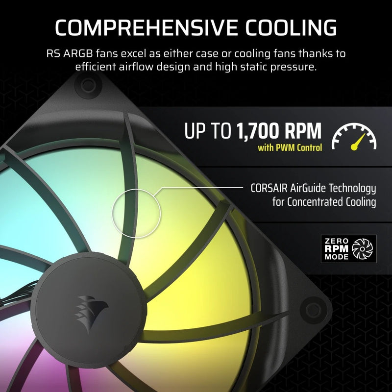 Corsair RS140 ARGB 140mm PWM Fan - Black (Dual Pack) (CO-9050183-WW)