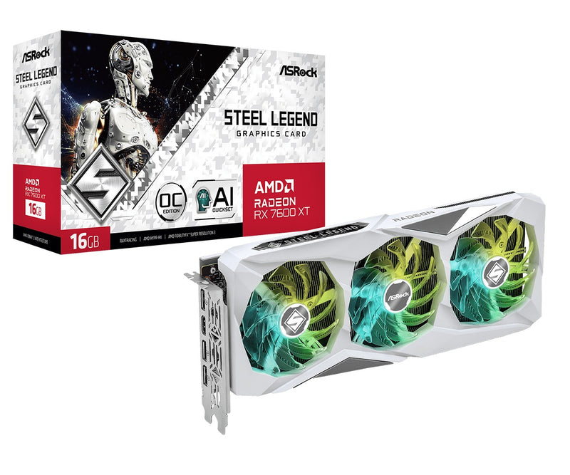 ASRock AMD Radeon RX 7600 XT Steel Legend 16GB OC Graphics Card + Asrock B550 Steel Legend Motherboard + Asrock Arky Doll with Steel Legend Messenger Bag Bundle