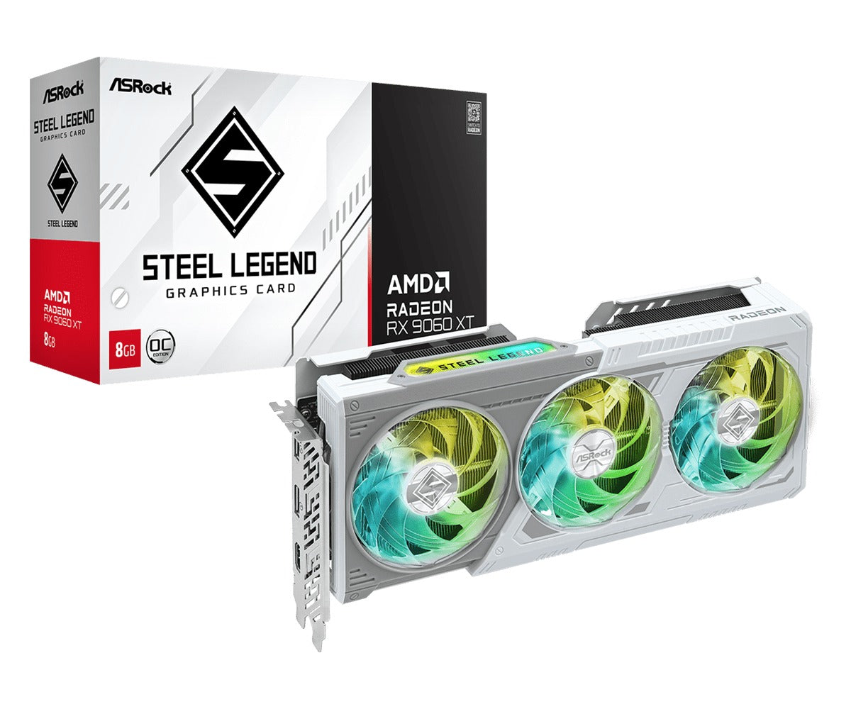 ASRock AMD Radeon RX 9060 XT Steel Legend 8GB GDDR6 OC Graphics Card