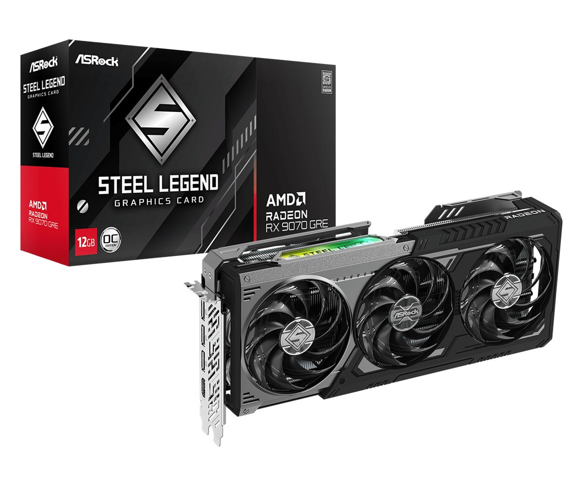 Asrock AMD Radeon RX 9070 GRE Steel Legend Dark 12GB OC GDDR6 Graphics