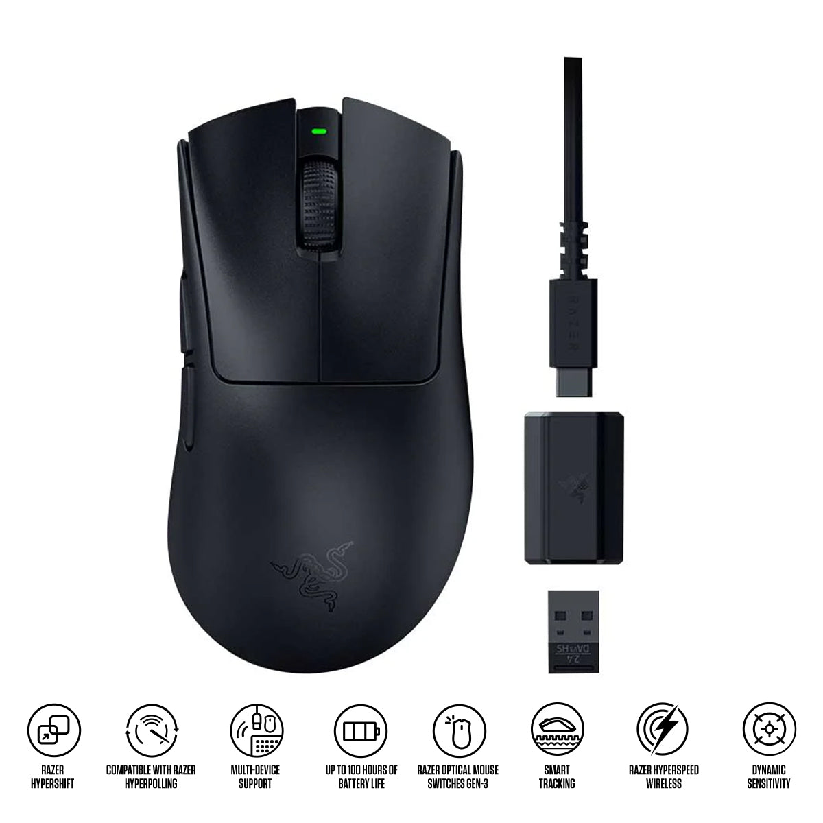 Razer DeathAdder V3 HyperSpeed Ultra-Lightweight Wireless Ergonomic eSports Mouse (Black)