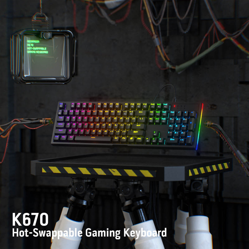Redragon Argo Full-Size Hot-Swappable RGB Wired Mechanical Gaming Keyboard (Dust-Proof Red Switch)