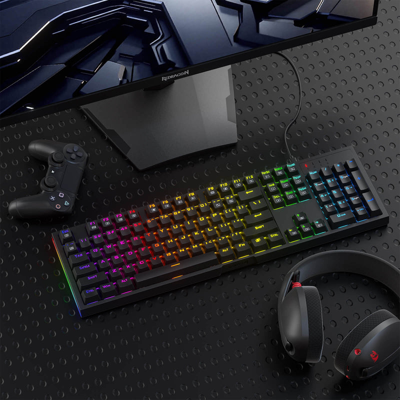 Redragon Argo Full-Size Hot-Swappable RGB Wired Mechanical Gaming Keyboard (Dust-Proof Red Switch)
