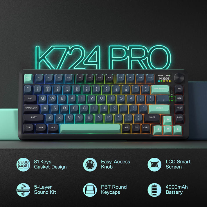 Redragon Behemoth K724GBG-RGB-PRO  Mechanical Keyboard with LCD Screen