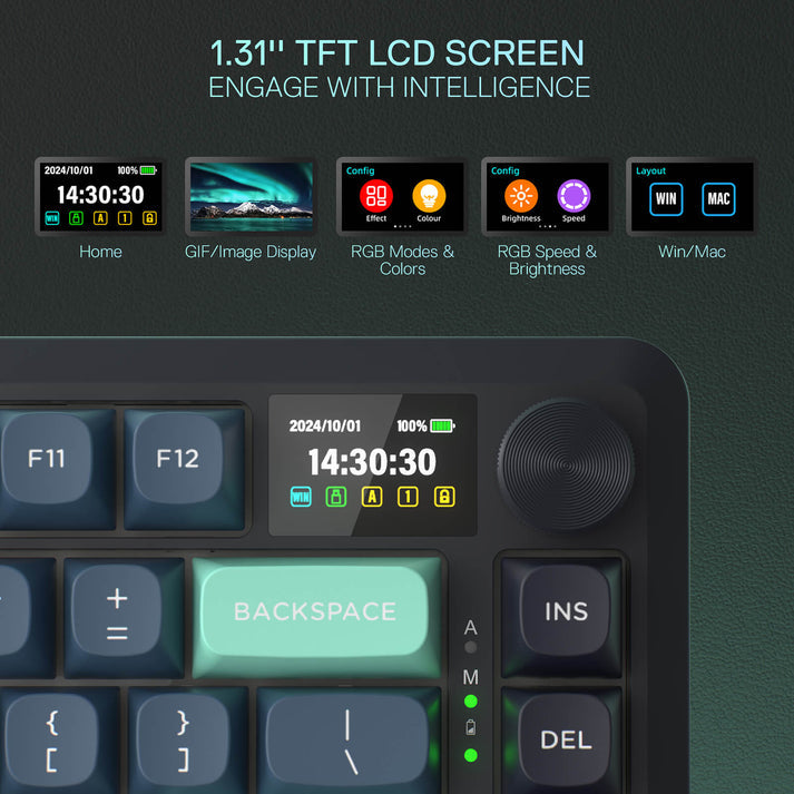 Redragon Behemoth K724GBG-RGB-PRO  Mechanical Keyboard with LCD Screen