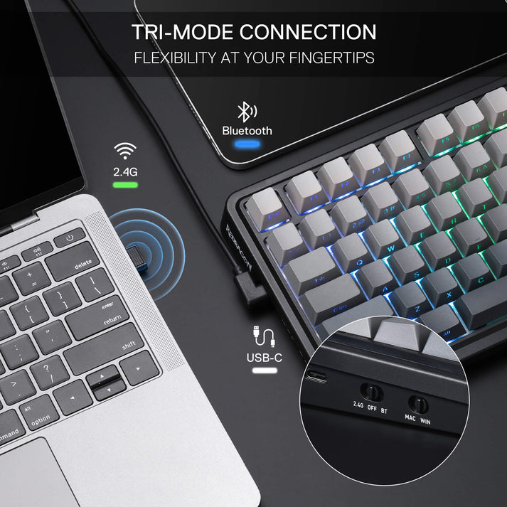 Redragon Eisa Pro 3 Modes 98-Key Hot-Swappable RGB Mechanical Keyboard - Gradient Gray | DataBlitz