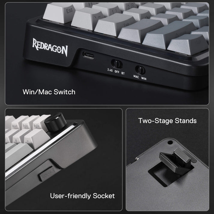 Redragon Eisa Pro 3 Modes 98-Key Hot-Swappable RGB Mechanical Keyboard - Gradient Gray | DataBlitz