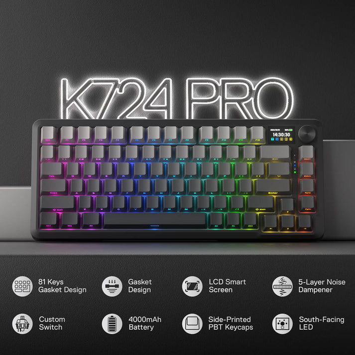 Redragon Behemoth K724SP-RGB-PRO Mechanical Keyboard with LCD Screen