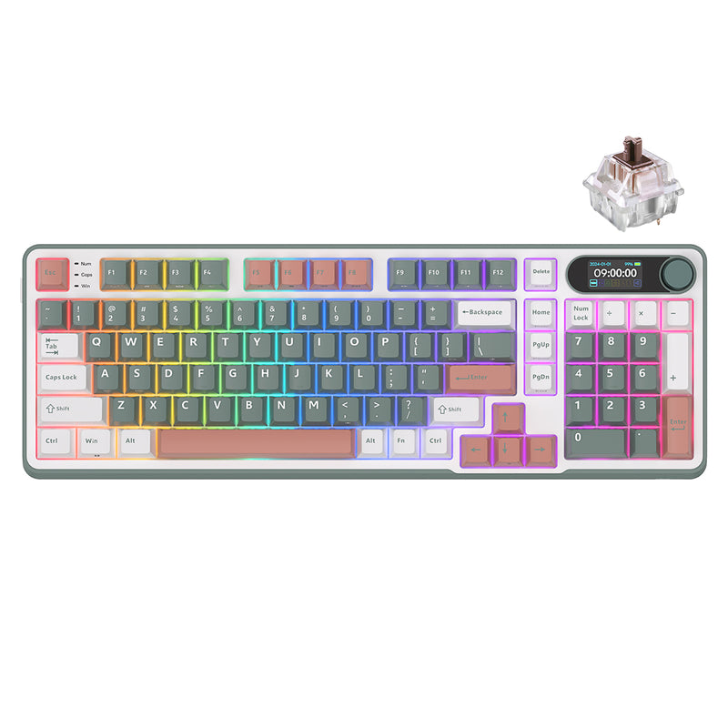 Royal Kludge RK-S98 Tri-Mode RGB 98 Keys Hot Swappable Mechanical Keyboard Camping