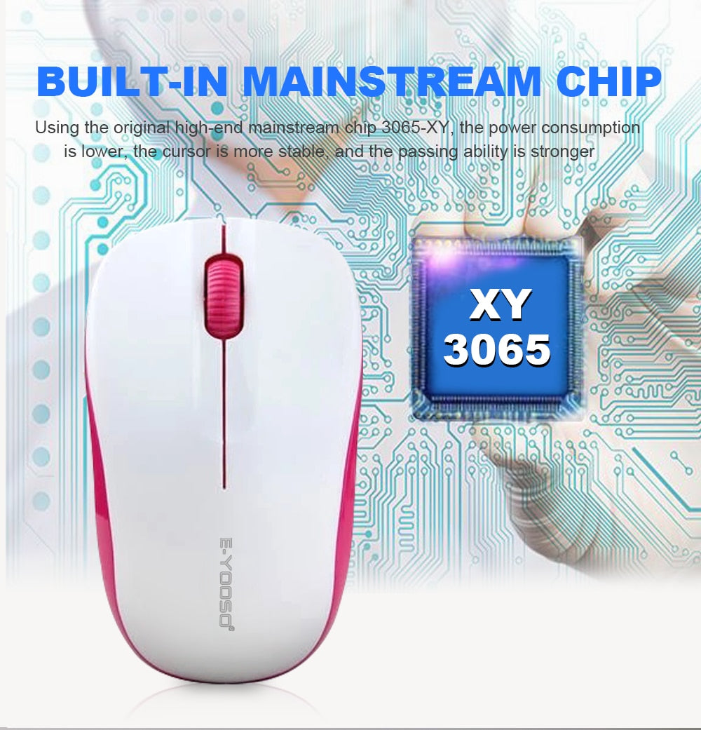 E-Yooso E-1060 Wireless Optical Mouse (White/Blue)
