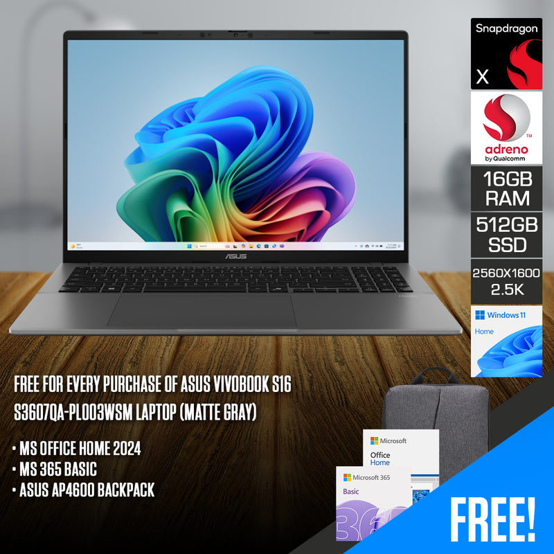 Asus Vivobook S16 S3607QA-PL003WSM Laptop (Matte Gray) | DataBlitz