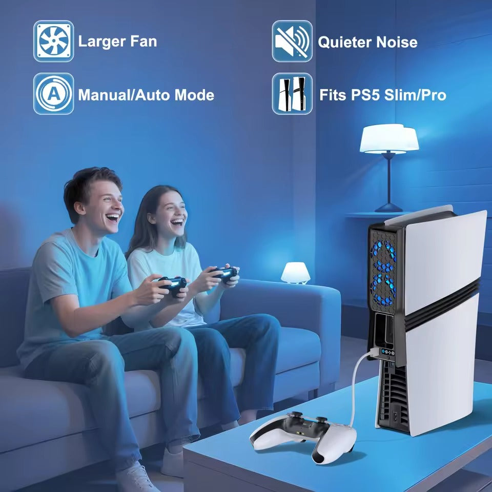 PS5 Auto Mode Cooling Fan with 3 Speed Levels for PS5 Slim / PS5 Pro