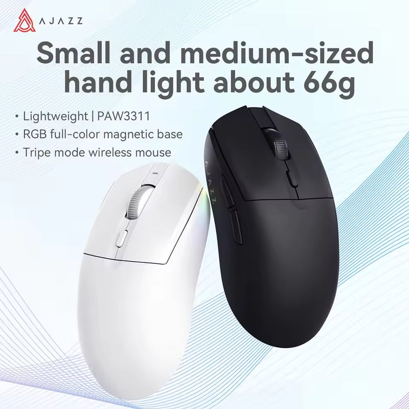 Ajazz AJ139 V2 MC Tri-Mode Gaming Mouse (Black, White)