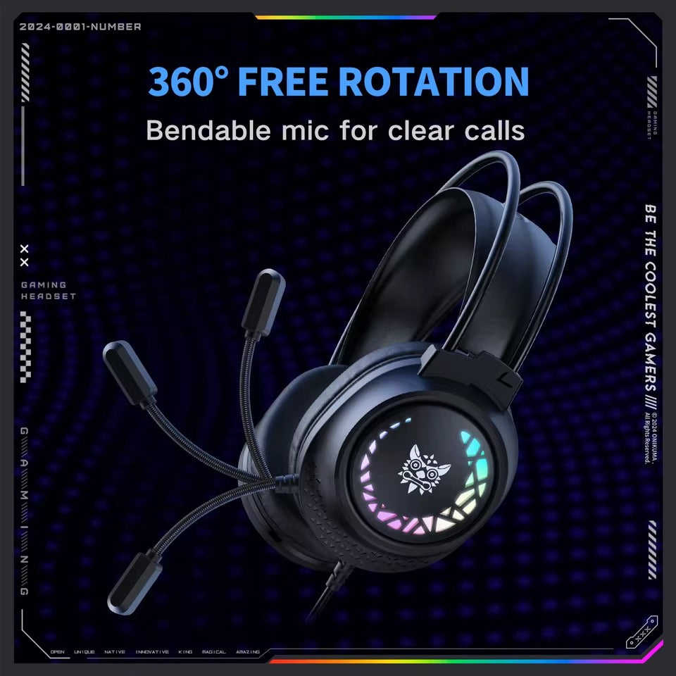 Onikuma X92 RGB Gaming Headphone with Noise-Cancelling Microphone (Black)