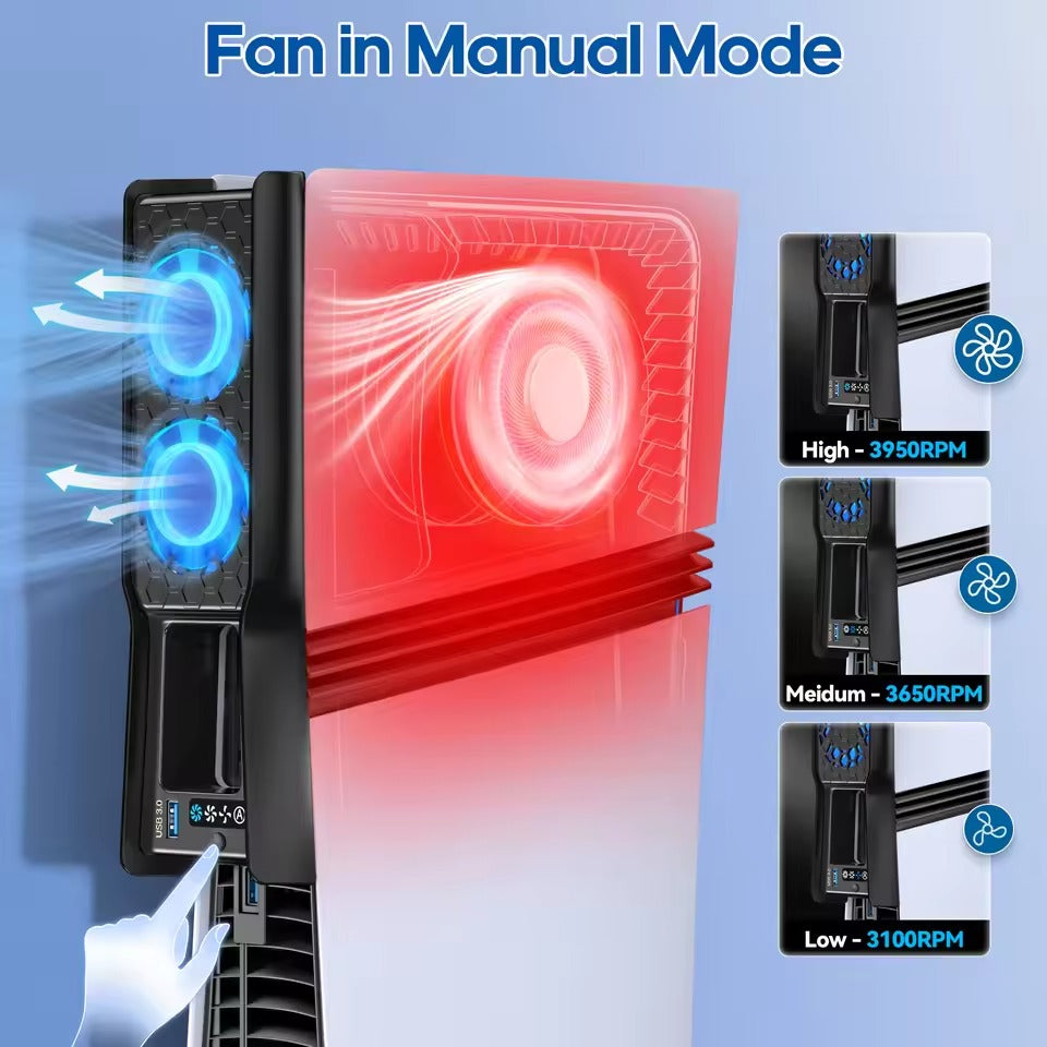 PS5 Auto Mode Cooling Fan with 3 Speed Levels for PS5 Slim / PS5 Pro