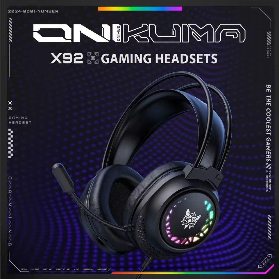 Onikuma X92 RGB Gaming Headphone with Noise-Cancelling Microphone (Black)