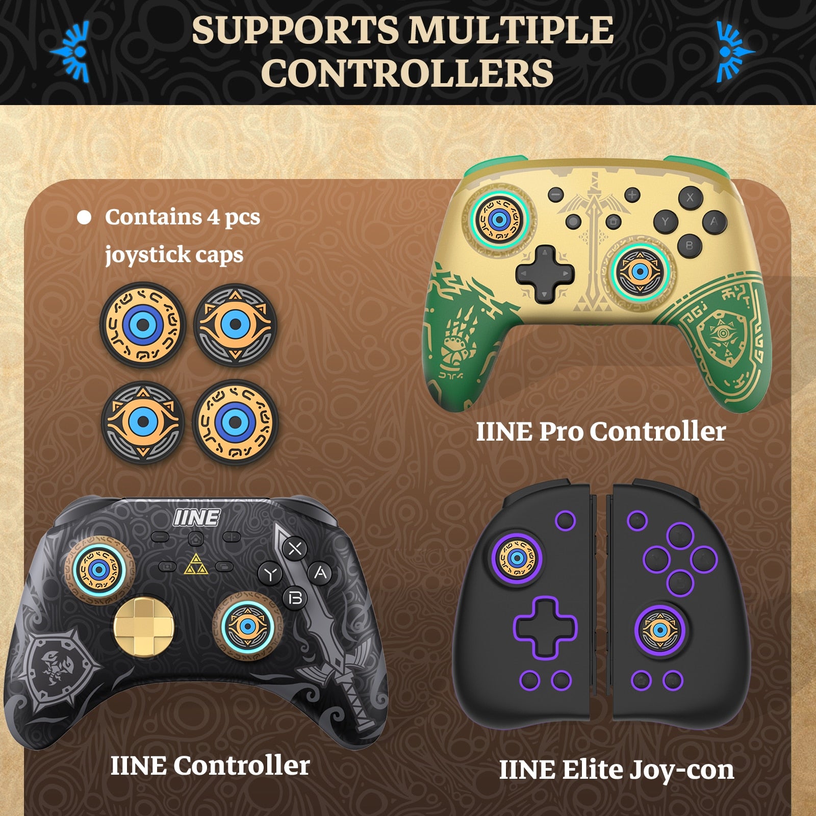 NSW IINE Joystick Caps For NSW Pro Controller (Legend Of Zelda) (L655)