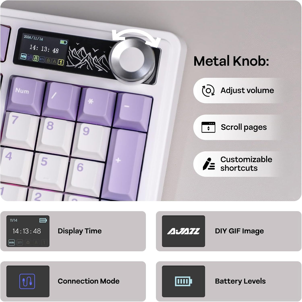 Ajazz AK980 V2 RGB Tri-Mode Mechanical Keyboard with TFT DisplayScreen